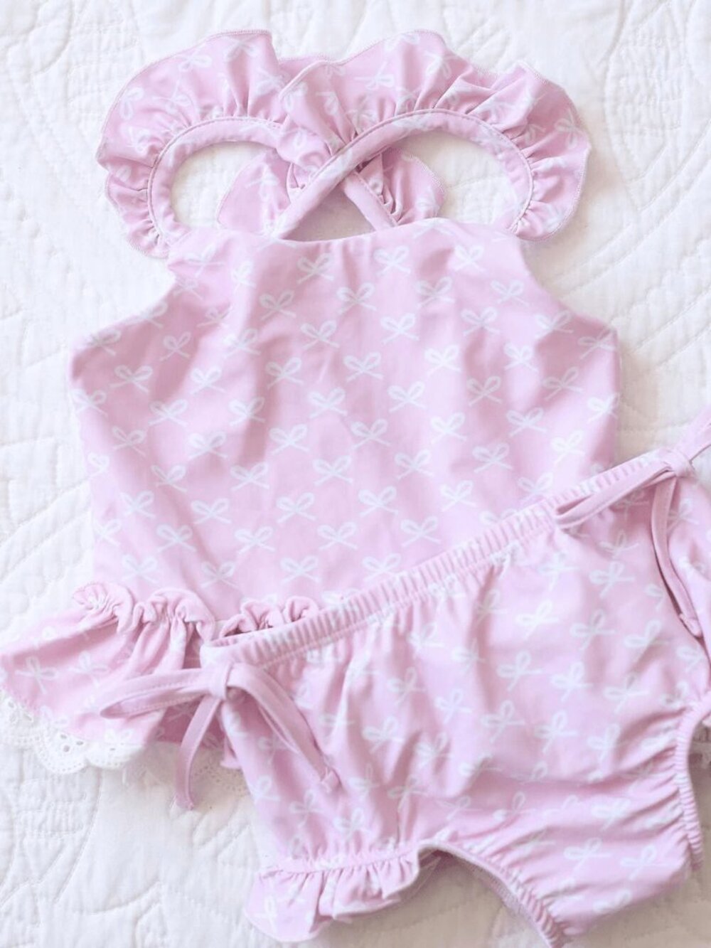 Pink Bonnet Bows 2 Piece Swimsuit
